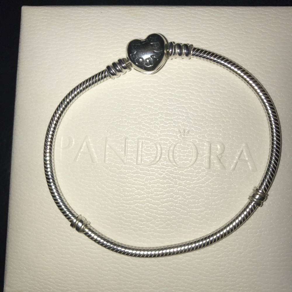 Pandora charm bracelet with heart clasp